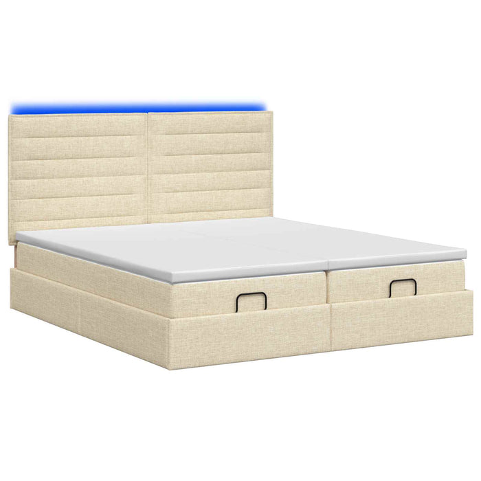 Pat Ottoman cu Saltea și LED Crem 160 x 200 cm Țesătură WALTI