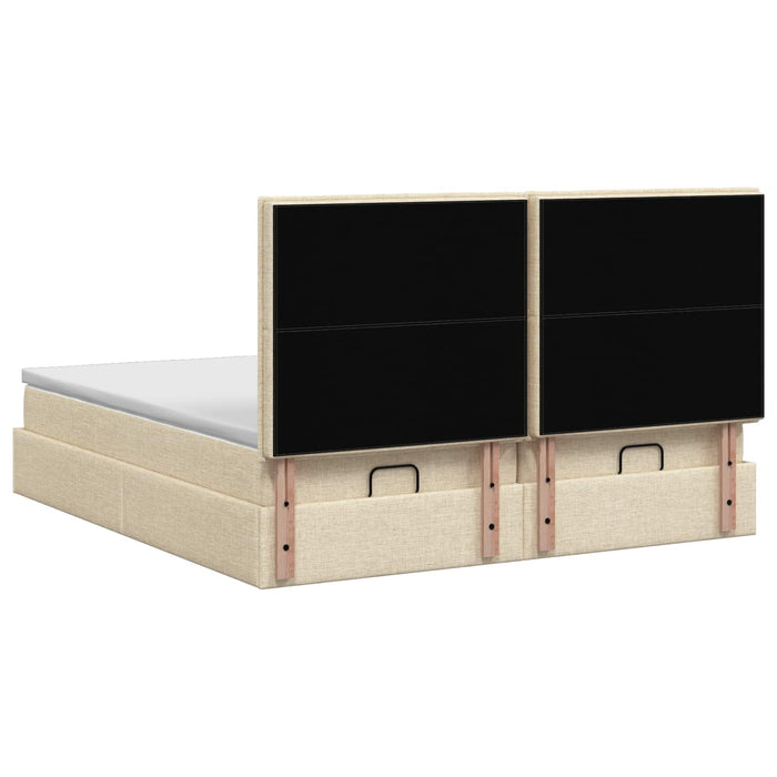 Pat Ottoman cu Saltea și LED Crem 160 x 200 cm Țesătură WALTI