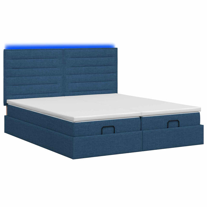 Pat Ottoman cu Saltea și LED albastru 180 x 200 cm Țesătură WALTI