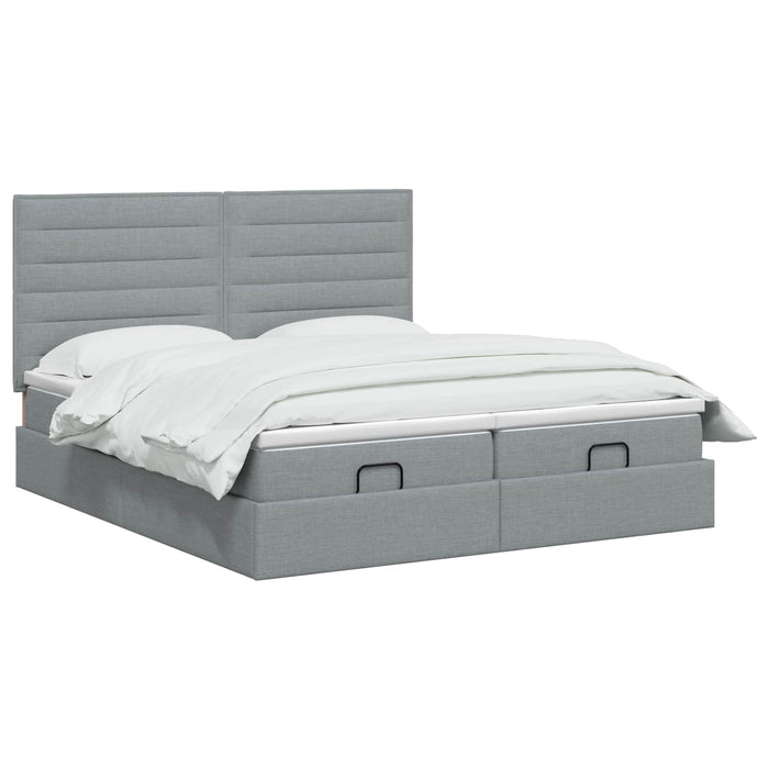 Pat Ottoman cu Saltea și LED Gri deschis 200 x 200 cm Țesătură WALTI