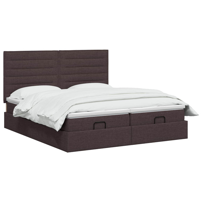 Pat Ottoman cu Saltea și LED Maro închis 200 x 200 cm Țesătură WALTI
