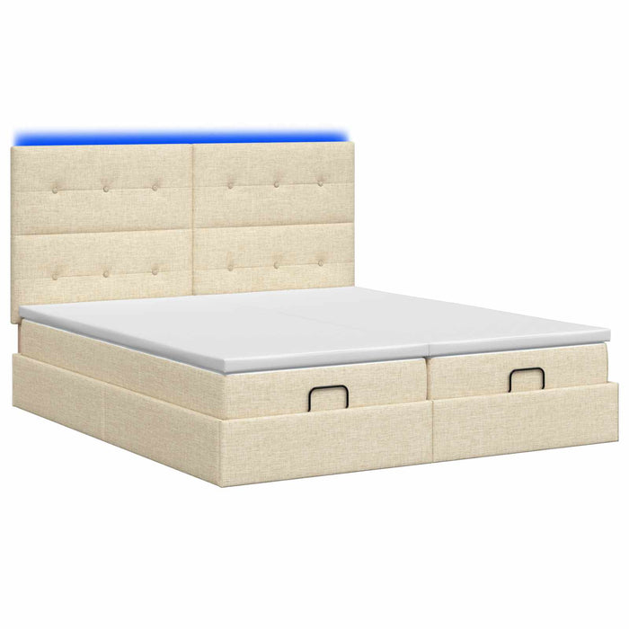 Pat Ottoman cu Saltea și LED Crem 160 x 200 cm Țesătură WALTI