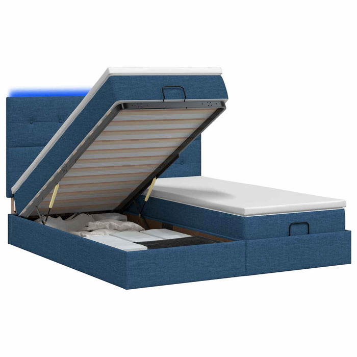 Pat Ottoman cu Saltea și LED albastru 180 x 200 cm Țesătură WALTI