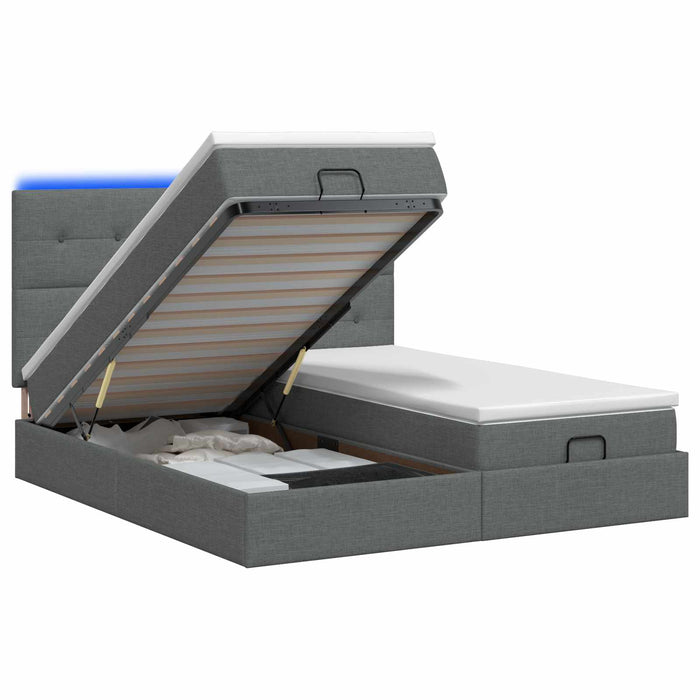 Pat Ottoman cu Saltea și LED Gri închis 200 x 200 cm Țesătură WALTI