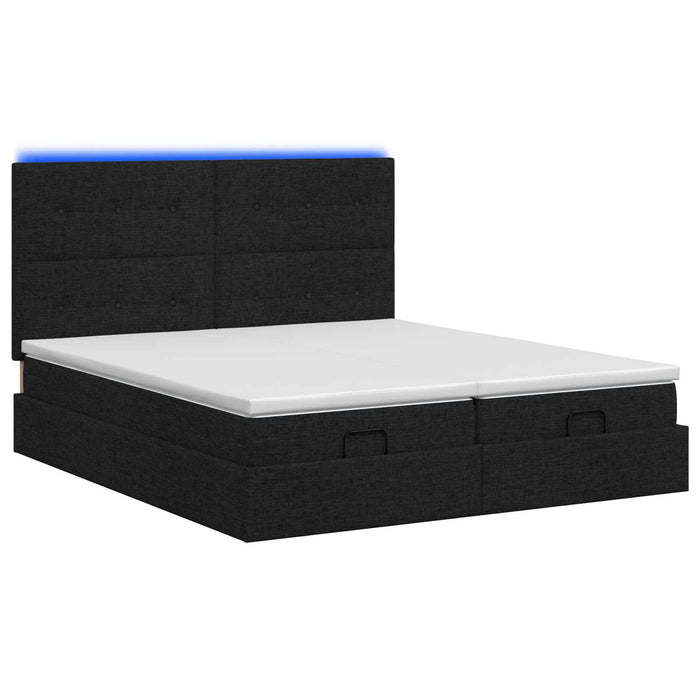 Pat Ottoman cu Saltea și LED Negru 200 x 200 cm Țesătură - WALTI WALTI