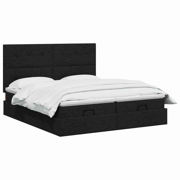 Pat Ottoman cu Saltea și LED Negru 200 x 200 cm Țesătură - WALTI WALTI