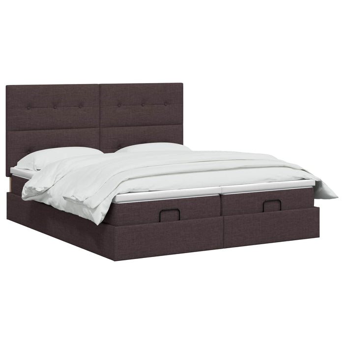 Pat Ottoman cu Saltea și LED Maro închis 200 x 200 cm Țesătură WALTI