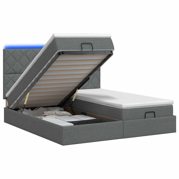 Pat Ottoman cu Saltea și LED Gri închis 160 x 200 cm Țesătură WALTI