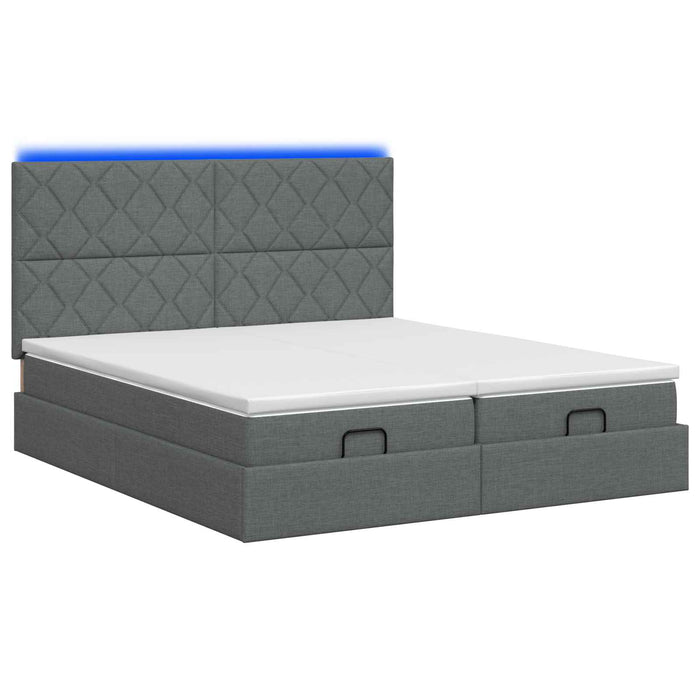 Pat Ottoman cu Saltea și LED Gri închis 160 x 200 cm Țesătură WALTI