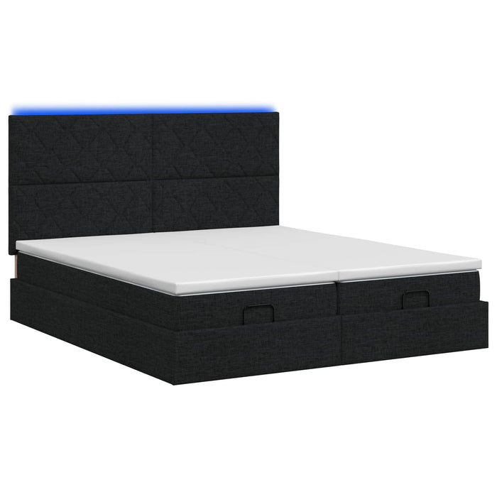 Pat Ottoman cu Saltea și LED Negru 160 x 200 cm Țesătură - WALTI WALTI