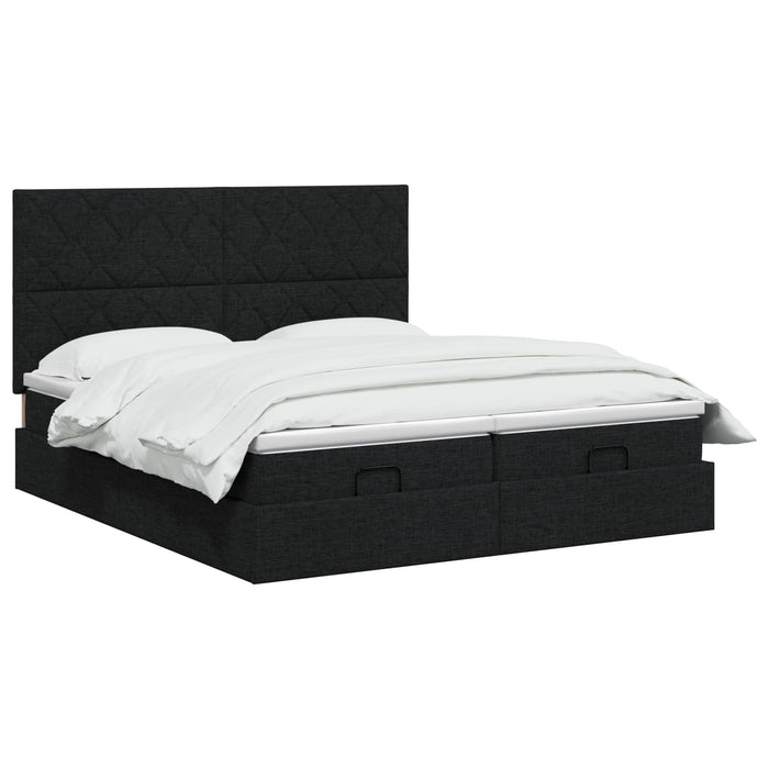 Pat Ottoman cu Saltea și LED Negru 160 x 200 cm Țesătură - WALTI WALTI