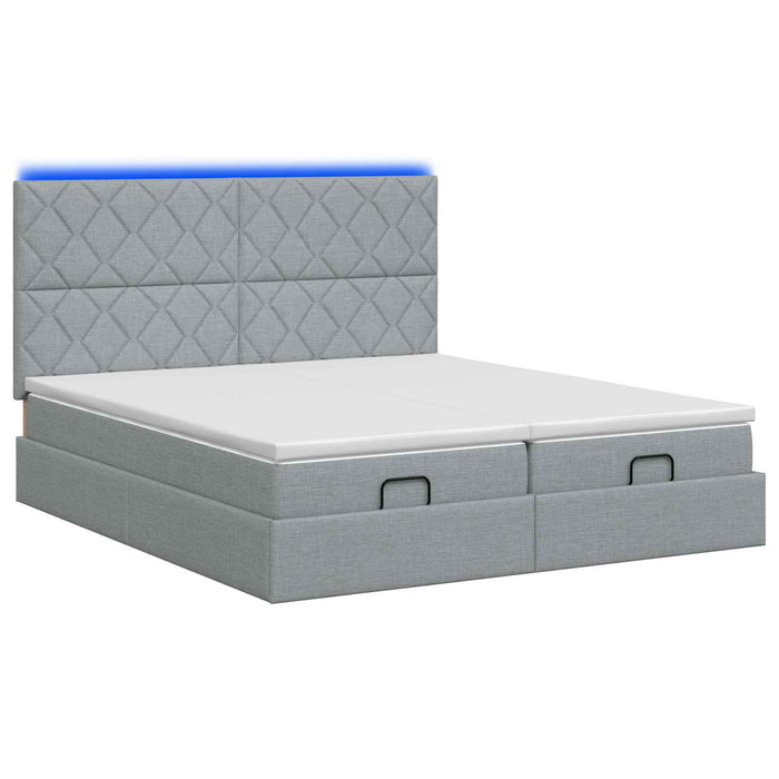Pat Ottoman cu Saltea și LED Gri deschis 180 x 200 cm Țesătură WALTI