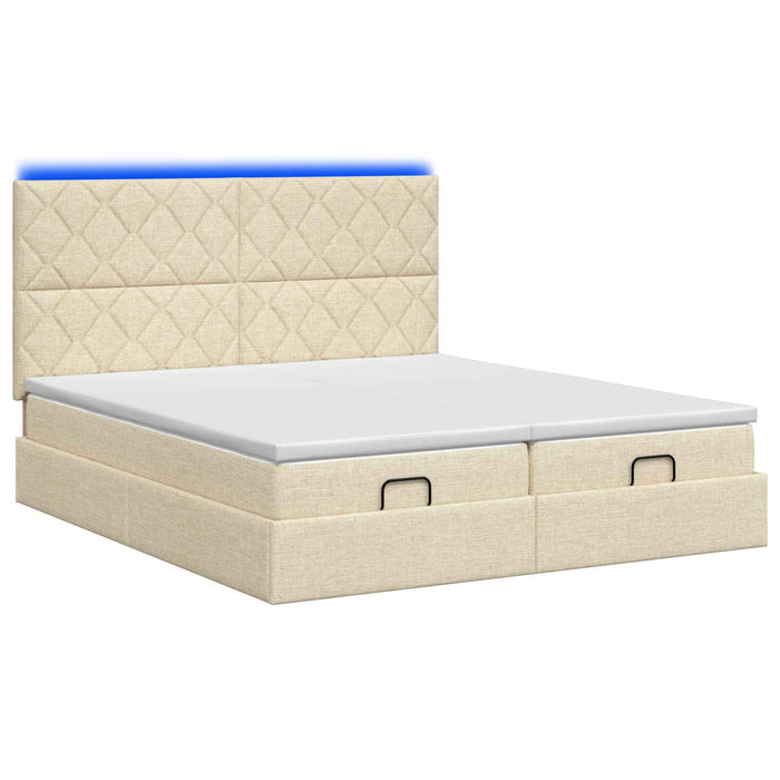 Pat Ottoman cu Saltea și LED Crem 180 x 200 cm Țesătură WALTI