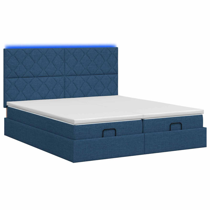 Pat Ottoman cu Saltea și LED albastru 180 x 200 cm Țesătură WALTI