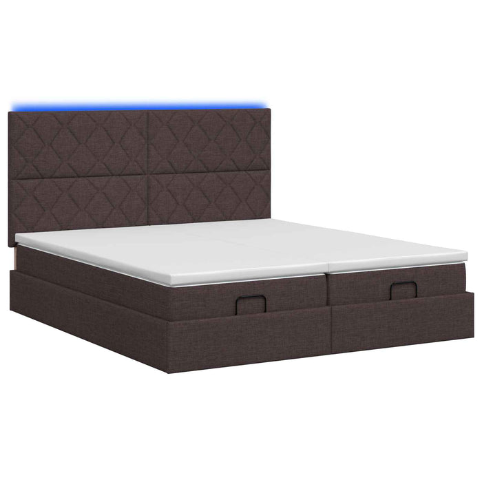 Pat Ottoman cu Saltea și LED Maro închis 200 x 200 cm Țesătură WALTI