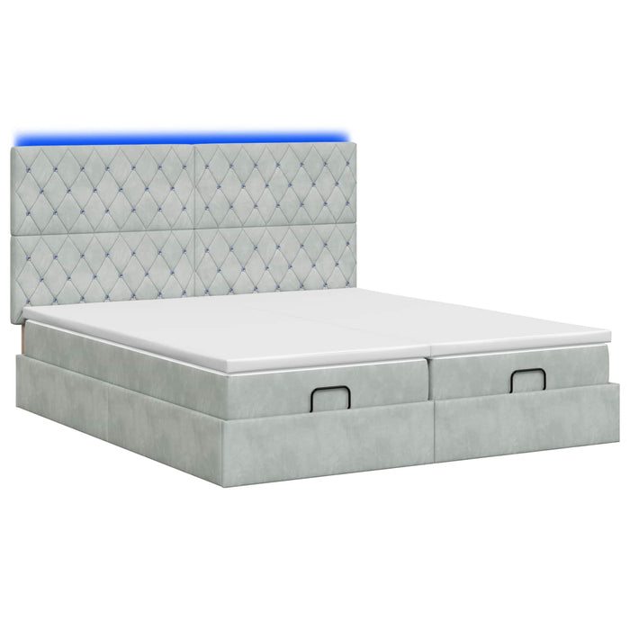 Pat Ottoman cu Saltea și LED Gri deschis 180 x 200 cm Catifea WALTI