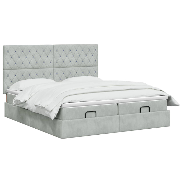 Pat Ottoman cu Saltea și LED Gri deschis 180 x 200 cm Catifea WALTI