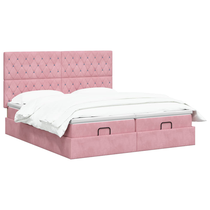 Pat Ottoman cu Saltea și LED Roz 180 x 200 cm Catifea - WALTI WALTI