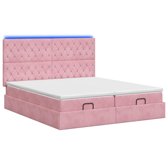 Pat Ottoman cu Saltea și LED Roz 200 x 200 cm Catifea - WALTI WALTI