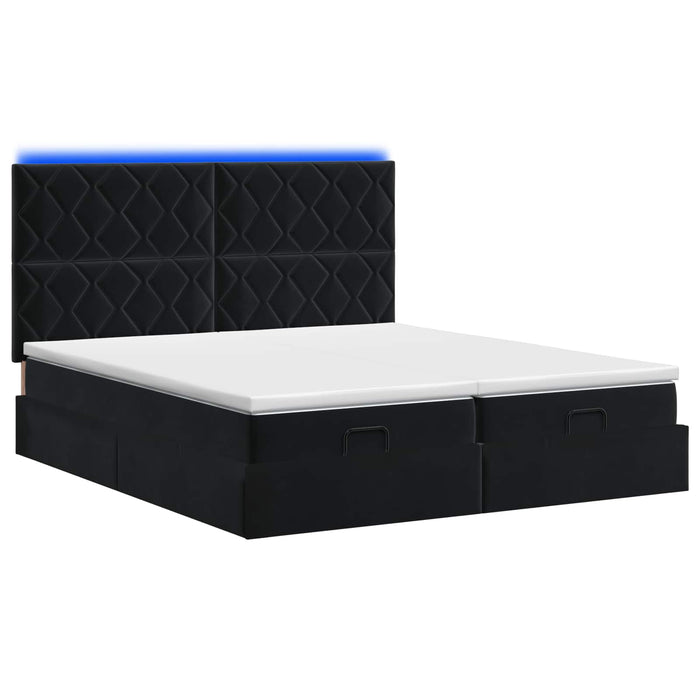 Pat Ottoman cu Saltea și LED Negru 160 x 200 cm Catifea - WALTI WALTI