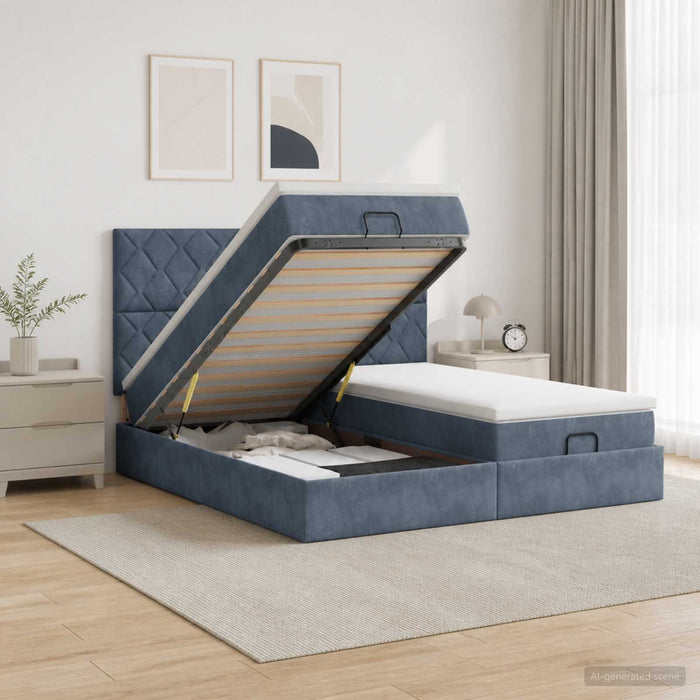 Pat ottoman cu saltea cu headboard 2 buc. Gri închis Catifea - WALTI WALTI