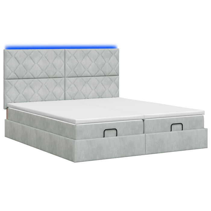 Pat Ottoman cu Saltea și LED Gri deschis 200 x 200 cm Catifea - WALTI WALTI