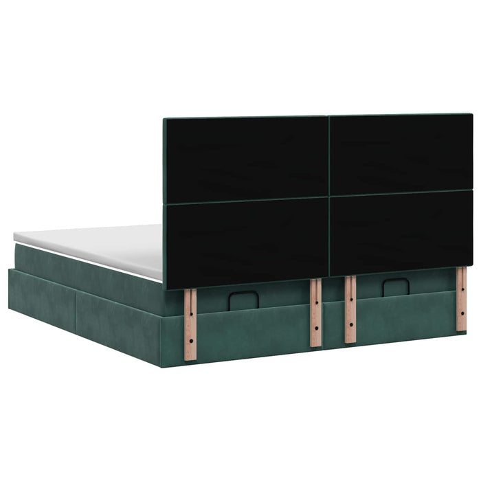 Pat Ottoman cu Saltea și LED Verde închis 200 x 200 cm Catifea WALTI