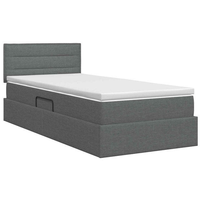 Pat cu saltea și spațiu de depozitare Gri închis 90 x 190 cm WALTI