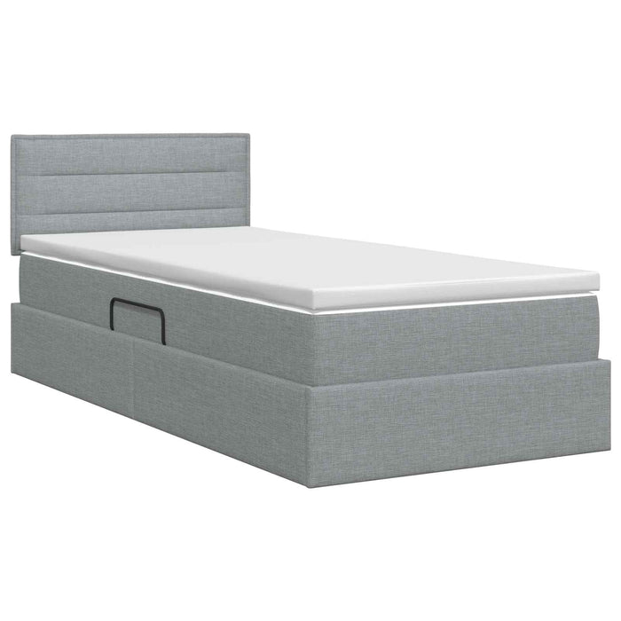 Pat cu saltea și spațiu de depozitare Gri deschis 90 x 200 cm WALTI