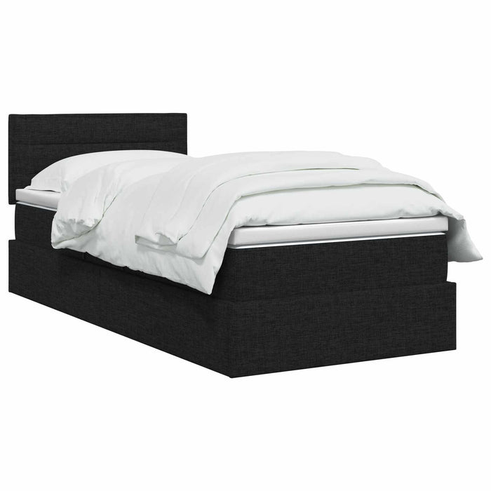 Pat cu saltea și spațiu de depozitare Negru 90 x 200 cm WALTI