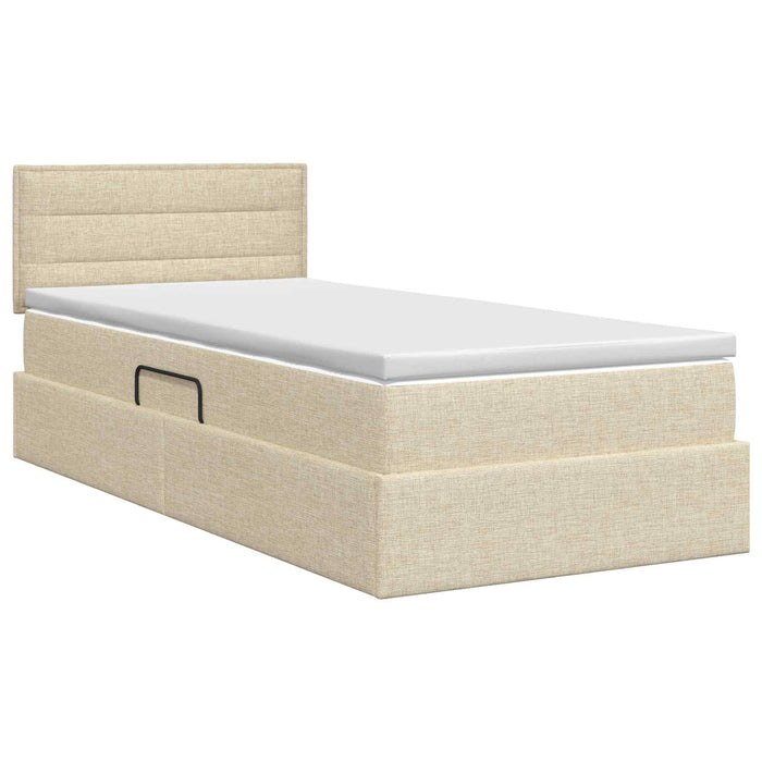Pat cu saltea și spațiu de depozitare Crem 90 x 200 cm WALTI