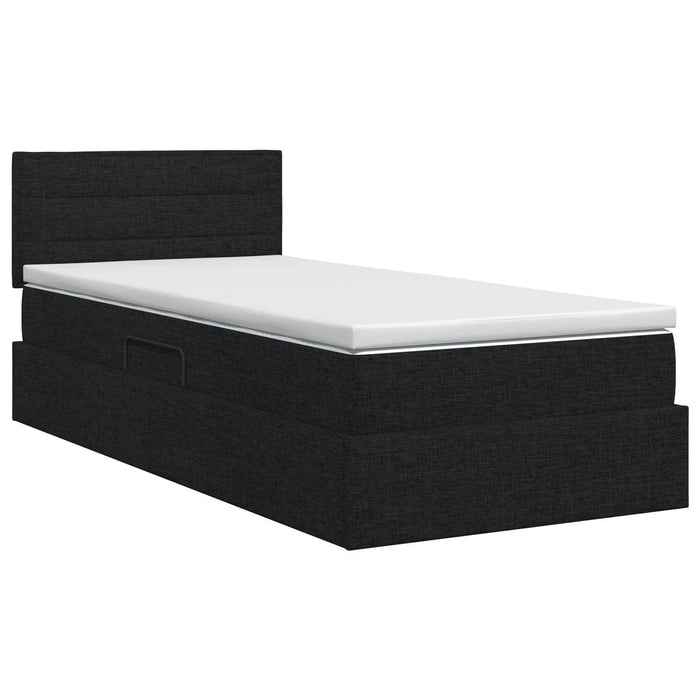Pat cu saltea și spațiu de depozitare Negru 100 x 200 cm WALTI