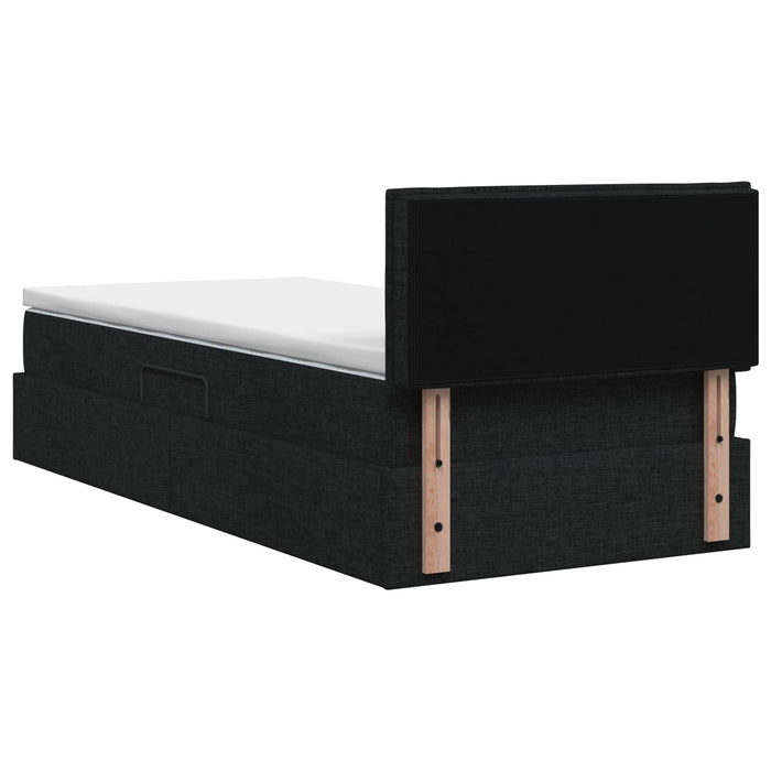 Pat cu saltea și spațiu de depozitare Negru 100 x 200 cm WALTI