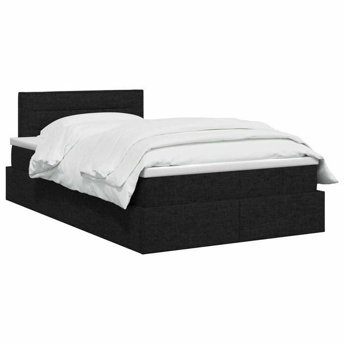 Pat cu saltea și spațiu de depozitare Negru 120 x 200 cm WALTI