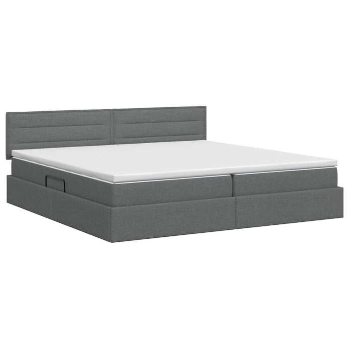 Pat cu saltea și spațiu de depozitare Gri închis 200 x 200 cm WALTI