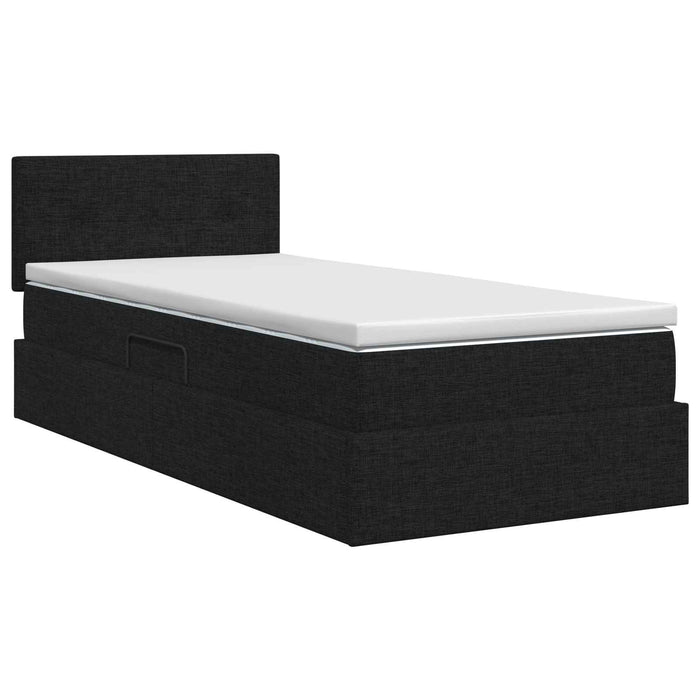 Pat cu saltea și spațiu de depozitare Negru 90 x 190 cm Catifea WALTI