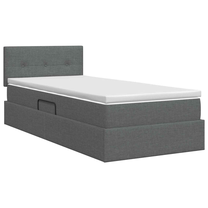 Pat cu saltea și spațiu de depozitare Gri închis 100 x 200 cm WALTI