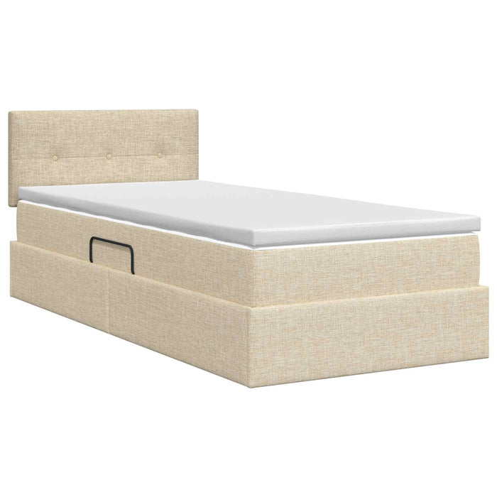Pat cu saltea și spațiu de depozitare Crem 100 x 200 cm Catifea WALTI