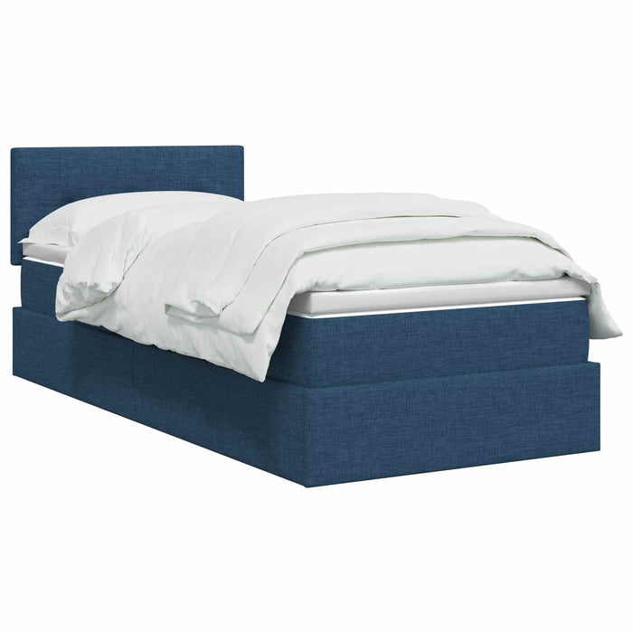 Pat cu saltea și spațiu de depozitare albastru 100 x 200 cm WALTI
