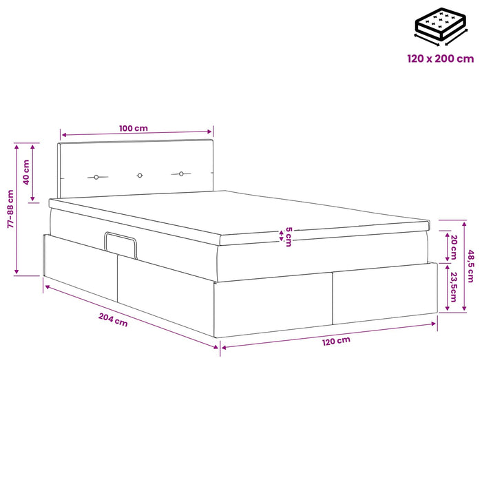 Pat cu saltea și spațiu de depozitare Gri închis 120 x 200 cm WALTI