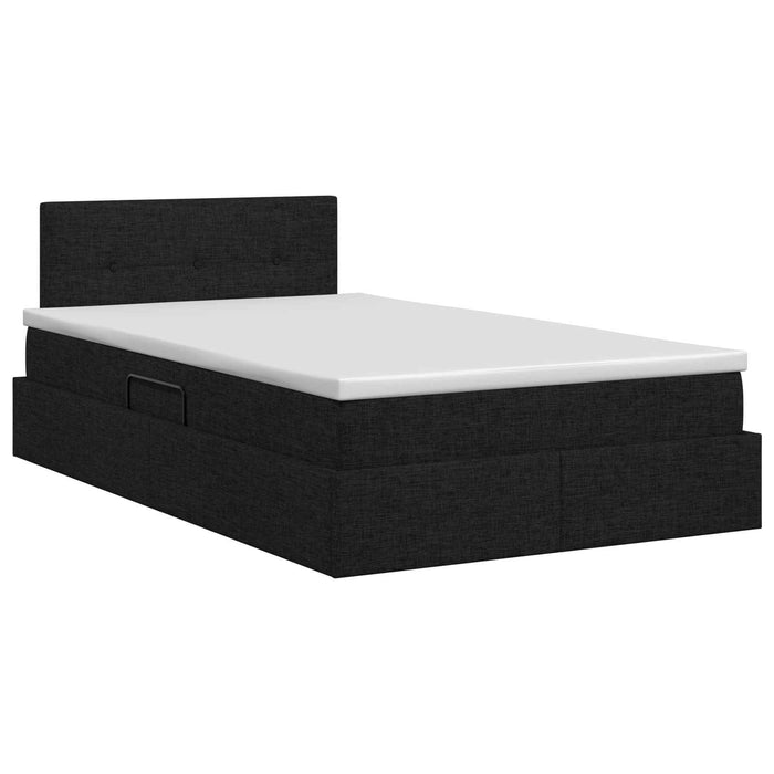 Pat cu saltea și spațiu de depozitare Negru 120 x 200 cm WALTI