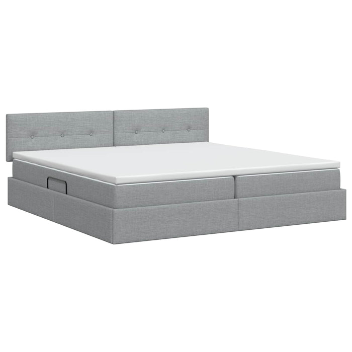 Pat cu saltea și spațiu de depozitare Gri deschis 200 x 200 cm WALTI