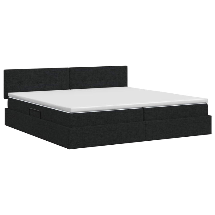 Pat cu saltea și spațiu de depozitare Negru 200 x 200 cm - WALTI WALTI