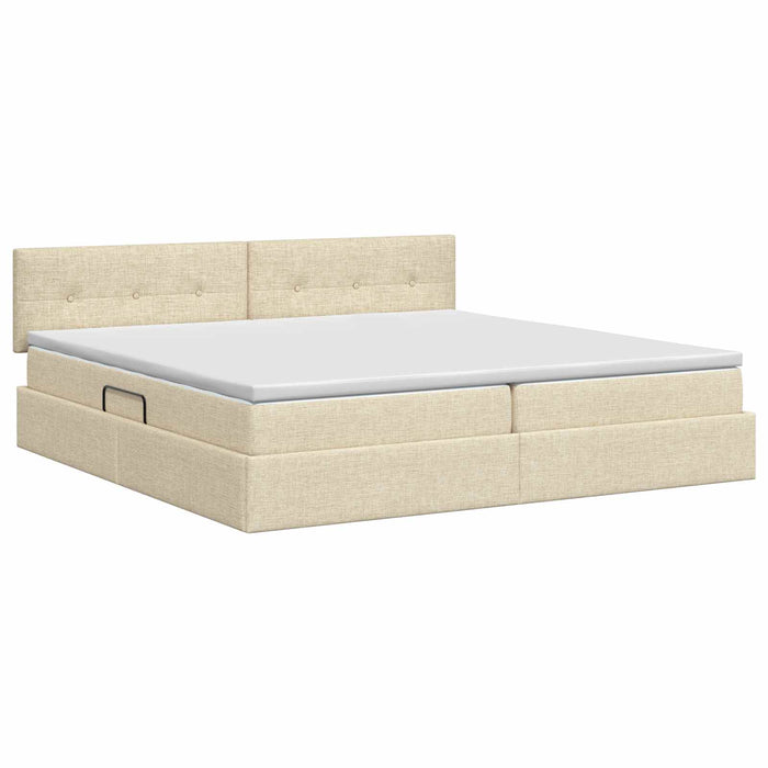 Pat cu saltea și spațiu de depozitare Crem 200 x 200 cm Catifea WALTI