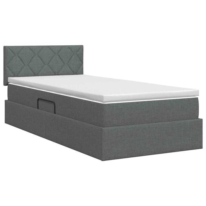 Pat cu saltea și spațiu de depozitare Gri închis 90 x 200 cm WALTI
