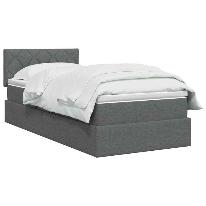 Pat cu saltea și spațiu de depozitare Gri închis 90 x 200 cm WALTI
