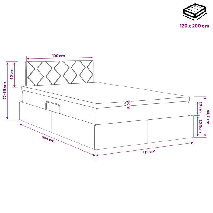 Pat cu saltea și spațiu de depozitare Gri închis 120 x 200 cm WALTI