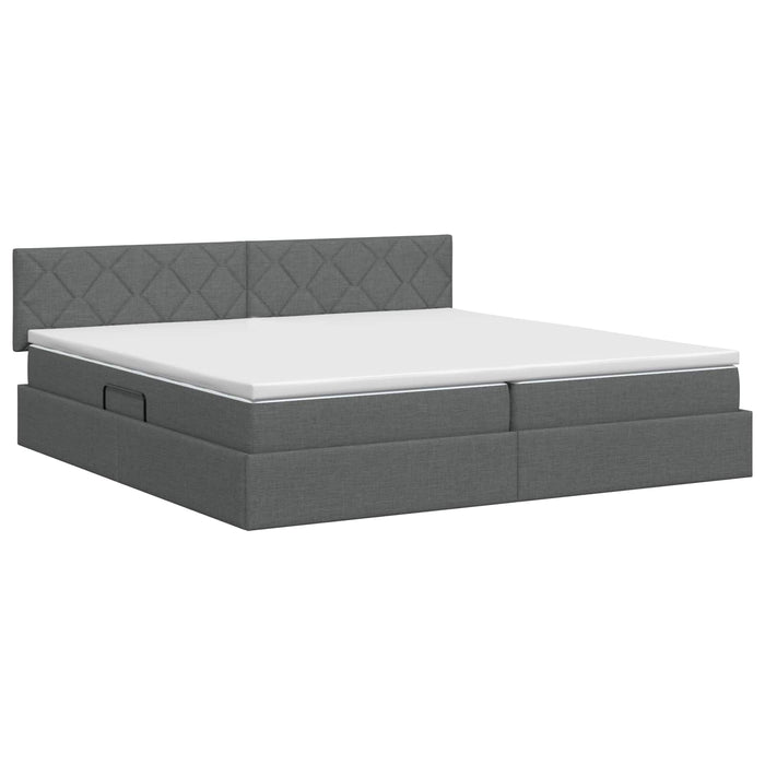 Pat cu saltea și spațiu de depozitare Gri închis 200 x 200 cm WALTI