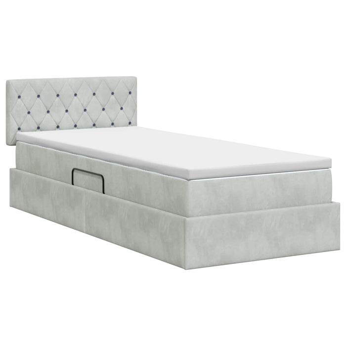 Pat cu storage cu headboard Gri deschis 90 x 190 cm Catifea WALTI