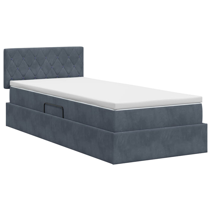 Pat cu storage cu headboard Gri închis 90 x 190 cm Catifea WALTI